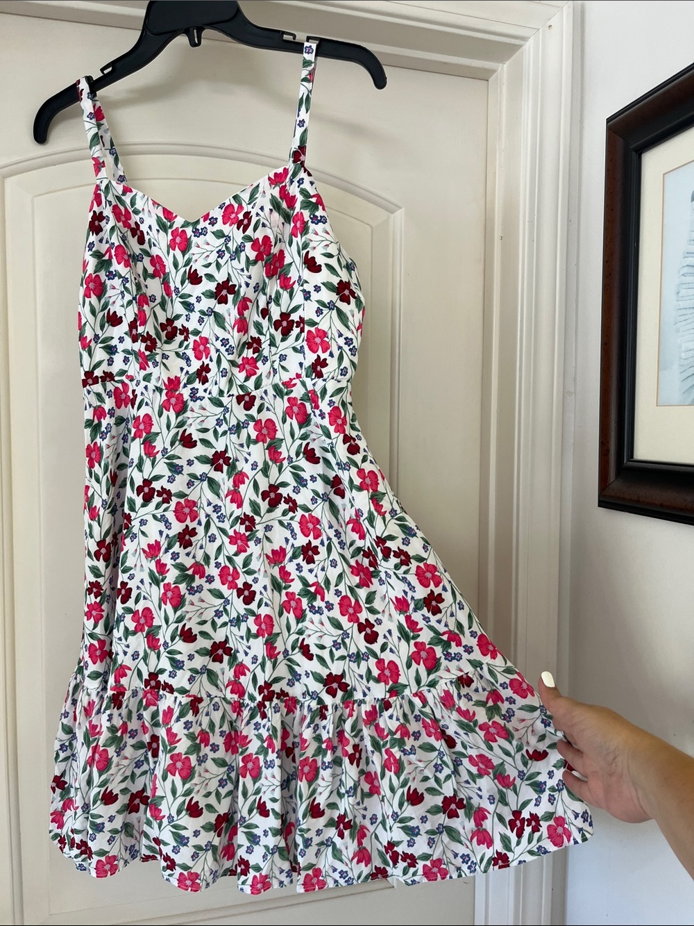 Old Navy White Floral Sundress with Pink & Green Print